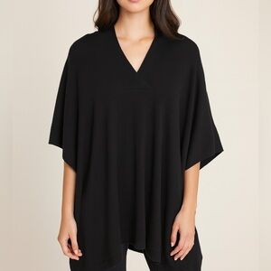 Halogen Black 100% Cashmere Poncho One Size Fits All V-neck Women